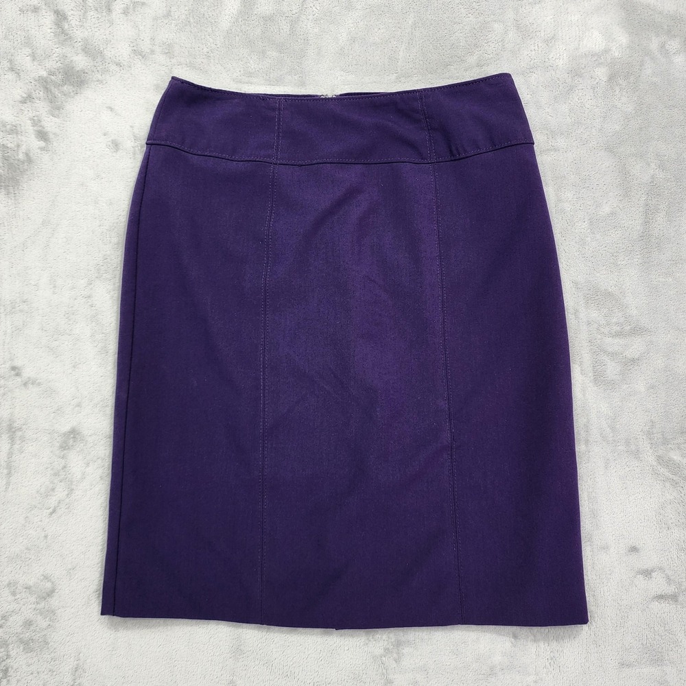 Vintage‎ Worthington Skirt Womens 6 Purple Twill Pencil Lined Stretch Office